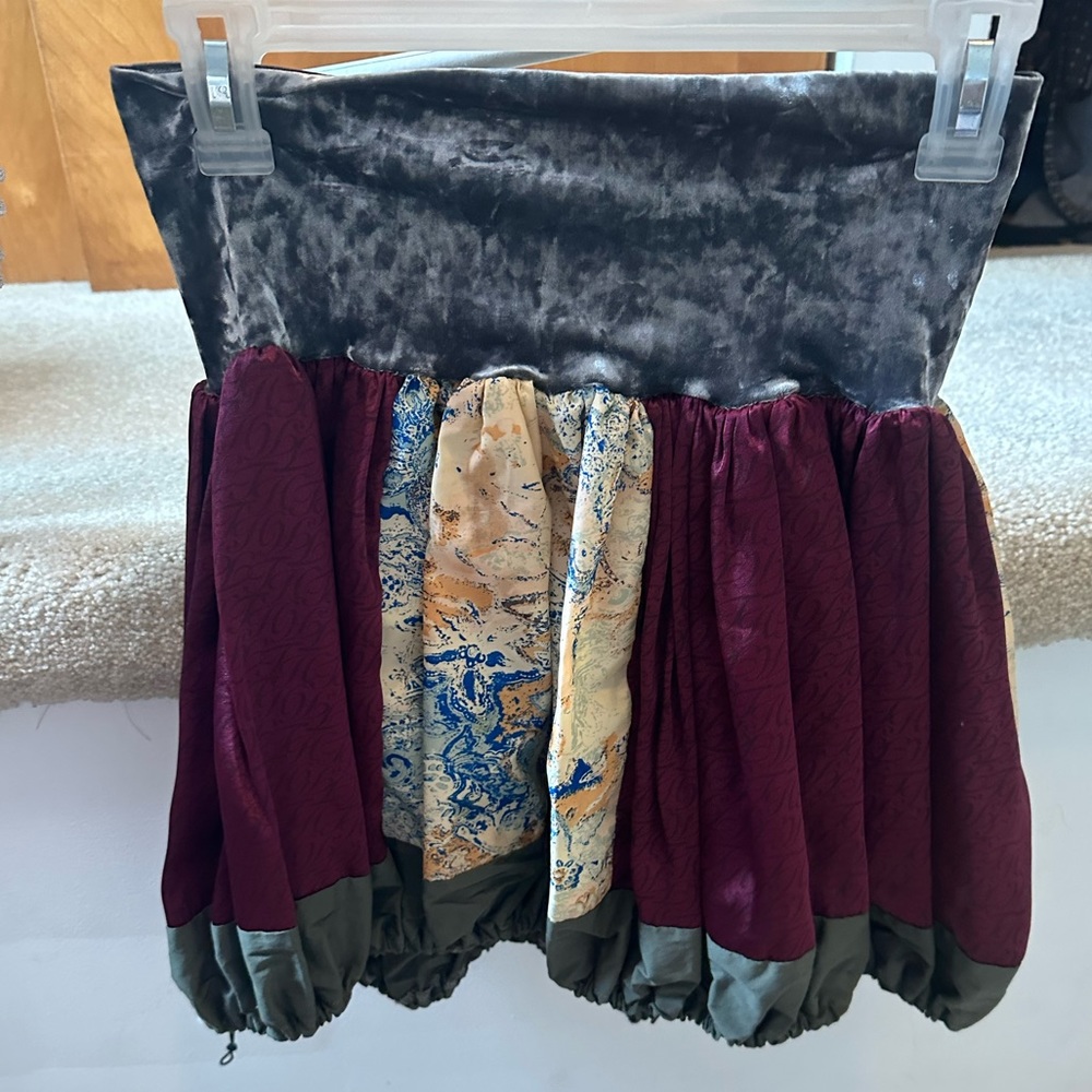 Mixed Fabric Bubble Skirt